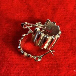 Monet Silver-Tone Ridged C-Hoop Earrings, Pat. Pend. (EUC)